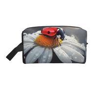 Ladybug on Flower Printed Makeup Bag Travel Portable Cosmetic Bag Large Capacity Makeup Case Toiletry Handbag Organiser for Women