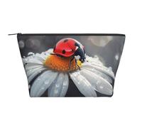 Ladybug on Flower Printed Travel Makeup Bag Trapeze Cosmetic Bag Makeup Case Toiletry Bag Organiser for Women