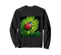 Ladybug On Green Leaf With Dew Drops Nature Macro Sweatshirt