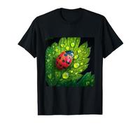 Ladybug On Green Leaf with Dew Drops Nature Macro Value Graphic T-Shirt