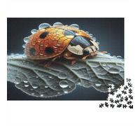 Ladybug on Leaf Jigsaw Puzzles 1000Pc Recycled Paper for Adults Puzzle for Adults Educational Game Decompression Fun Home Activity Great Gift for Women Men 52x38cm/1000pcs