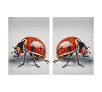 Ladybug on White Background Passport Holder for Women Men PU Leather Passport Travel Wallet with Multiple Pockets