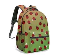 Ladybug Pattern 16 Inch Backpack Cute Pink Heart Cartoon All Over Print Rucksack for Travel Commute Aesthetic Daypack (03)