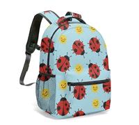 Ladybug Pattern 16 Inch Backpack Cute Pink Heart Cartoon All Over Print Rucksack for Travel Commute Aesthetic Daypack (04)
