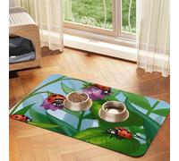 Ladybug print Cats Pet Bowl Placemat Pet Feeding Mats for Dogs, Non-Slip PU Leather Tablecloth for Pets