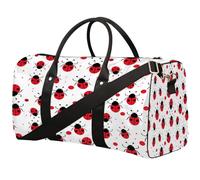 Ladybug Print Foldable Travel Duffle Bag Waterproof Sports Gym Bag with Shoulder Straps