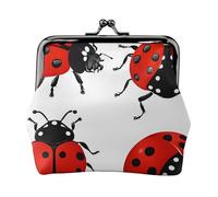 Ladybug Print Full Double-Sided Printed Pattern Women's and Girls' Fashionable Leather Kiss Lock Coin Purse Card Bag