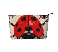 Ladybug Print Printed Makeup Bag Corduroy Travel Cosmetic Bags Cosmetic Case Toiletry Bag Organizer for Women Mom Girls