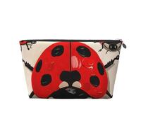 Ladybug Print Printed Travel Cosmetic Bags with Silver Zipper Makeup Organizer Cosmetic Case Toiletry Bag for Women Mom Girls