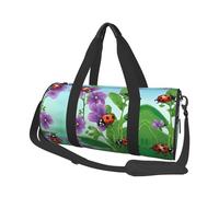 Ladybug Print Round Duffel Bag, Canvas Overnight Travel Tote Bag, Waterproof and Tear-Resistant.Foldable Weekend Travel Bag