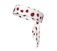 Ladybug Print Sports Headband, Adjustable Head Tie For Running, Tennis & Workouts, Soft Fit