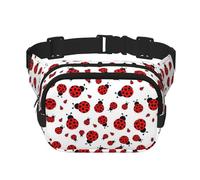 Ladybug Print Unisex Square Double Layer Waist Bag Crossbody Fanny Pack Travel Workout Accessory, Black, One Size, Black, One Size