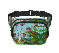 Ladybug Print Unisex Square Double Layer Waist Bag Crossbody Fanny Pack Travel Workout Accessory, Black, One Size, Black, One Size