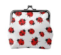 Ladybug Print Women'S Kiss Lock Coin Pouch, Mini Wallet For Cards And Lipstick, Soft Compact Purse