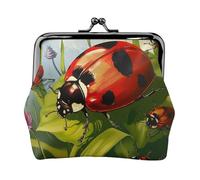 Ladybug Printed Coin Purse Pouch-Mini Coin Wallet,Change Purse,Leather Coin Pouch Holder For Woman Girls, Black, One Size, Modern,european Style, Retro