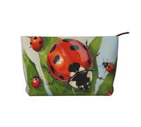 Ladybug Printed Makeup Bag Corduroy Travel Cosmetic Bags Cosmetic Case Toiletry Bag Organizer for Women Mom Girls