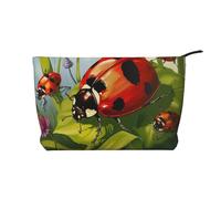 Ladybug Printed Makeup Bag Corduroy Travel Cosmetic Bags Cosmetic Case Toiletry Bag Organizer for Women Mom Girls