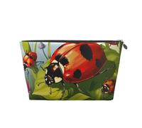 Ladybug Printed Travel Cosmetic Bags with Silver Zipper Makeup Organizer Cosmetic Case Toiletry Bag for Women Mom Girls