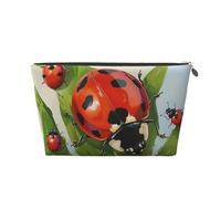 Ladybug Printed Travel Cosmetic Bags with Silver Zipper Makeup Organizer Cosmetic Case Toiletry Bag for Women Mom Girls