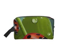 Ladybug Printing Portable Makeup Bag for Women Girl Large Capacity Travel Cosmetic Bag Makeup Pouch Organizer with Handle