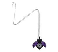 Ladybug Quartz Pocket Watch Pendant Purple Alloy Glass for Children