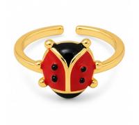 Ladybug Ring for Women Lucky Gold Tone Adjustable Open Cuff Red Black Enamel Animal Jewelry Gift for Women, Zinc, No Gemstone