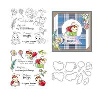 Ladybug Small Flower Insect Clear Stamps and Metal Die Cuts for Card Making
