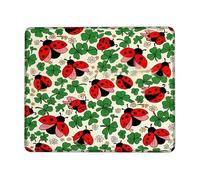 Ladybug Small Mouse Pad, Nature Fanciful Shamrock Flower Spring Red Square Rubber Smooth Portable Travel Mousepad Desk Accessories for Gaming Computer Laptop Square 8x10 Inch