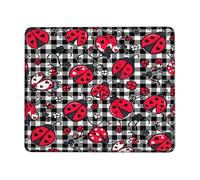 Ladybug Small Mouse Pad, Playful Fanciful Butterfly Flower Spring Red Square Rubber Smooth Portable Cloth Mousepad Desk Decor for Office Home Dorm Laptop Square 8x10 Inch