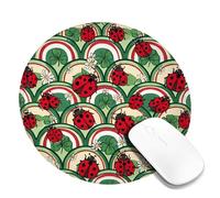 Ladybug Small Mouse Pad, Spring Playful Rainbow Shamrock Spring Green Round Rubber Smooth Portable Mini Desk Mousepad Desk Decor for Office Home Dorm Laptop Round 8x8 Inch