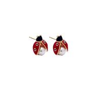 Ladybug Small Stud Earrings Cute Bug Little Ladybird Beetle Bugs Chic Crystal Rhinestone Black Spot Red Insect Lucky Animal Tiny Drop Earrings for Women Birthday Party Holiday Jewelry Accessories, S