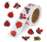 Ladybug Stickers Roll 1000 Pcs Cute Cartoon Waterproof Insect Label Envelope Seals for Kids, Summer Ladybug Stickers, Self-Adhesive Lady Bug Decals for Party Decor Journal Birthday Party Decoration