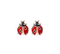 Ladybug Stud Earrings for Women, Alloy Red Black Enamel with Gold Outline, Lucky Lady Bug Insect Jewelry, Ideal for Daily Wear & Gifting