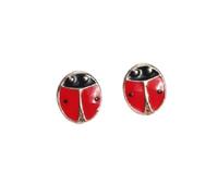 Ladybug Stud Earrings for Women, Cute Red Enamel Rhinestone Ladybug Earrings, Mini Animal Insect Lucky Bug Ear Studs Fashion Jewelry Gift, M, Acrylic, No Gemstone