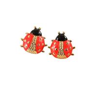 Ladybug Stud Earrings for Women, Cute Red Enamel Rhinestone Ladybug Earrings, Mini Animal Insect Lucky Bug Ear Studs Fashion Jewelry Gift, M, Acrylic, No Gemstone