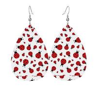 Ladybug Teardrop Pierced Earrings For Women, Geometric Drop Earrings, Fashion Dangle Jewelry For Evening Events