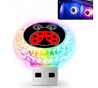 Ladybug USB LED Car Interior Atmosphere Lamp, Portable Multi-Color Mini LED Night Light Auto Ambient Lighting, Universal Vehicle Interior Bedroom Decor Car Accessories Ladybug Gifts for Women Men