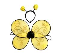 Ladybug Wings Women Teens Halloween Lady Bug Bee Wings Costume Accessories | Halloween Honey Bee Fairy Wings Fantasy Party Cosplay Wings Antenna Set Ladybug Fairy Polka Dot Stripe Wings Accessories
