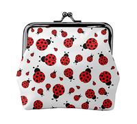 Ladybug Women's Leather Kiss-Lock Coin Purse,Double-Sided Full Print Pattern,Ultra-Fine Fiber Leather,Small Clutch Wallet for Cash,Cards,Coins