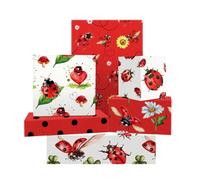 Ladybug Wrapping Papers, 6 Sheets 6 Styles Ladybug Polka Dot Floral Patterned Gift Wrapping Paper, Wrapping Paper For Men Women Boys and Girls For Fancy Birthday Party