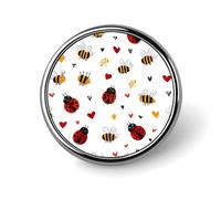 Ladybugs And Bees Pattern Round Badge Pin Metal Memorial Brooch Button Lapel Pins for Backpack Wedding