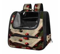 Ladybugs Antique Book Breathable Cat Carrier Backpack - Lightweight Pet Travel Bag for Kitties, Small Dogs & Puppies | Airline-Approved, Anti-Escape Design