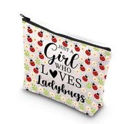 Ladybugs Canvas Makeup Bag Good Luck Ladybug Gifts Bug Gifts for Girls Ladybug Party Gifts Red Ladybug Zipper Pouch (Loves Ladybugs 1uk)