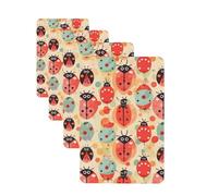 Ladybugs Cartoon Pattern Car Air Fresheners Cards 4 Pcs Hanging Fragrance Scented Cards Long-Lasting Car Aromatherapy Tablets for Wardrobe Bathroom Car Interior Mirror Pendant Gifts