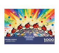 Ladybugs Doing The Conga Line Wooden Jigsaw Puzzle Waterproof 1000 Piece Puzzles for Adults Challenging And Brainteasing Home Decoration