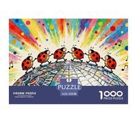 Ladybugs Doing The Conga Line Wooden Jigsaw Puzzle Waterproof 1000 Piece Puzzles for Adults Colourful Educational Games