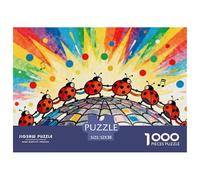 Ladybugs Doing The Conga Line Wooden Jigsaw Puzzle Waterproof 1000 Piece Puzzles for Adults Fun Educational Games