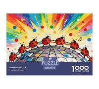 Ladybugs Doing The Conga Line Wooden Jigsaw Puzzle Waterproof 1000 Piece Puzzles for Adults Gifts Impossible Challenging Games