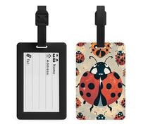 Ladybugs Pattern Infinite Speckled Luggage Tag TPU Waterproof Travel Name Tag with Card Holder for Women Men Suitcase Identifier Cute Travel Essentials