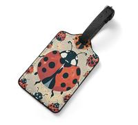 Ladybugs Pattern Infinite Speckled Luggage Tags with Information Card & Detachable Strap - Durable PU Scratch-Resistant Name ID Identifiers for Suitcases, Travel Bags, Backpacks, and Gym Bags